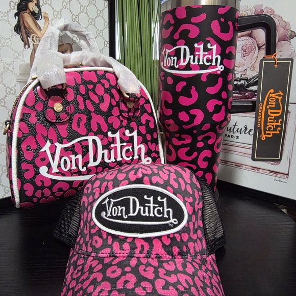 Von Dutch Pink Leopard Print Women's Bag - Picture 6 of 6
